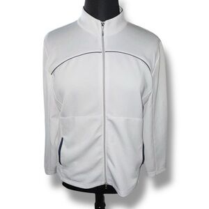 EP NEW YORK Women's Long Sleeve White Jersey Golf Jacket - Navy Mesh Pipping XXL